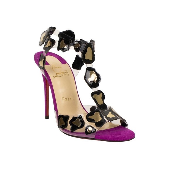 NWT💖 CHRISTIAN LOUBOUTIN Patent PVC Parsemis 100 T-Strap Sandals - Picture 2 of 9